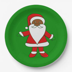 ugly christmas black african american santa claus paper plate