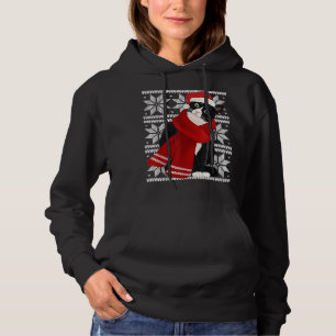 Ugly Christmas Black Cat Santa Hat Scarf Holiday C Hoodie