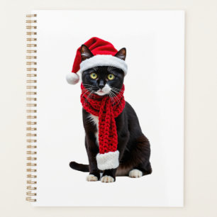 Ugly Christmas Black Cat Santa Hat Scarf Holiday C Planner