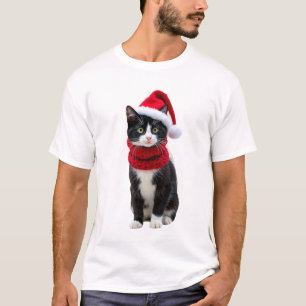 Ugly Christmas Black Cat Santa Hat Scarf Holiday C T-Shirt