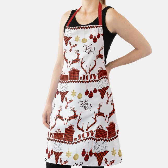 Ugly Christmas Buffalo Plaid Apron (Insitu)