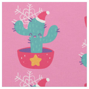 ugly christmas cactus southwest desert snowflakes fabric