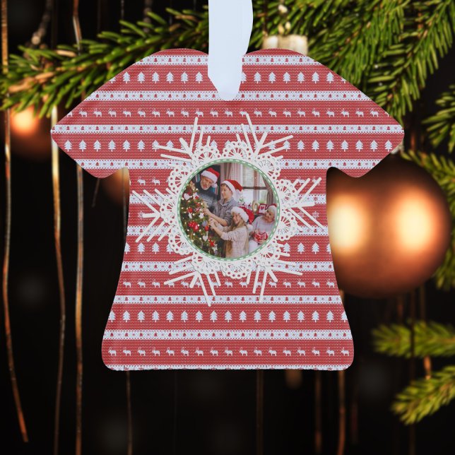 Ugly Christmas Chic red-based Acrylic Shirt Ornament (An Ugly Christmas Chic red-based Acrylic Shirt Ornament on the Christmas tree. )