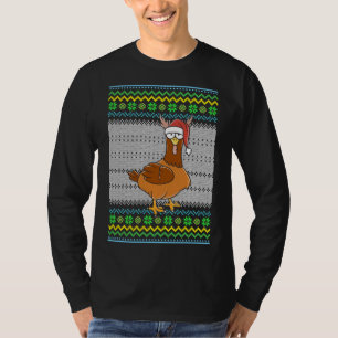 Ugly Christmas Chicken With Santa Hat Lights Xmas T-Shirt