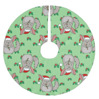 ugly christmas Chinchilla santa claus holly Brushed Polyester Tree Skirt