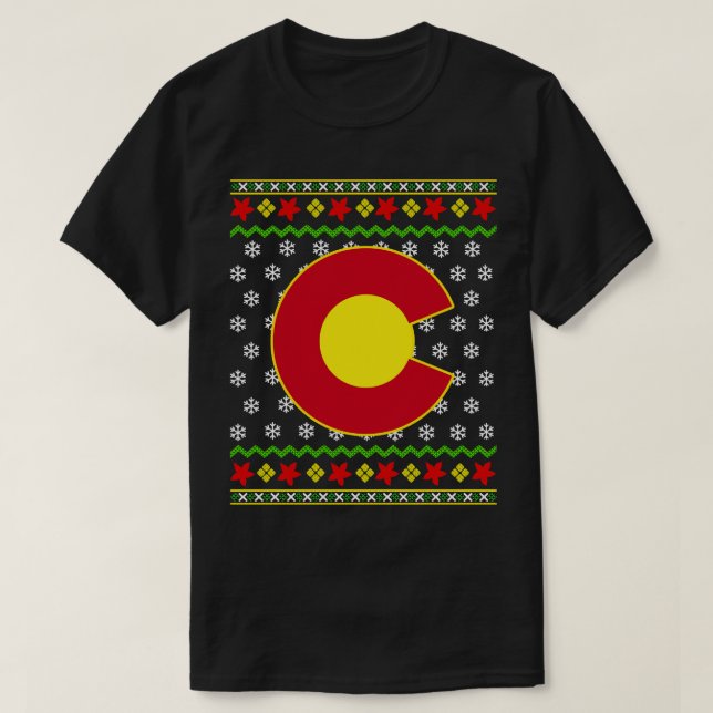 Ugly Christmas Colorado Flag T-Shirt (Design Front)