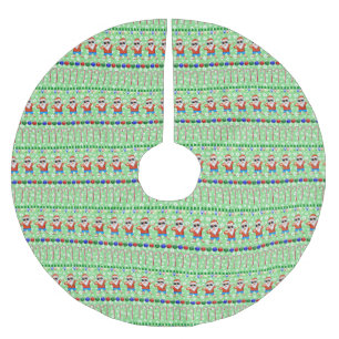 Ugly Christmas Dabbing Santa On Holiday Green Brushed Polyester Tree Skirt
