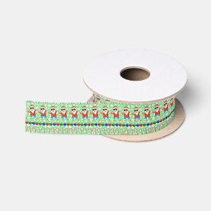Ugly Christmas Dabbing Santa On Holiday Green Satin Ribbon