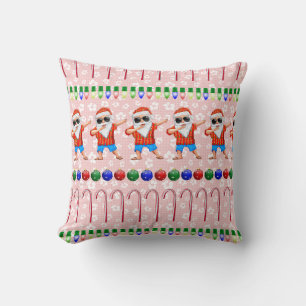Ugly Christmas Dabbing Santa On Red Throw Pillow