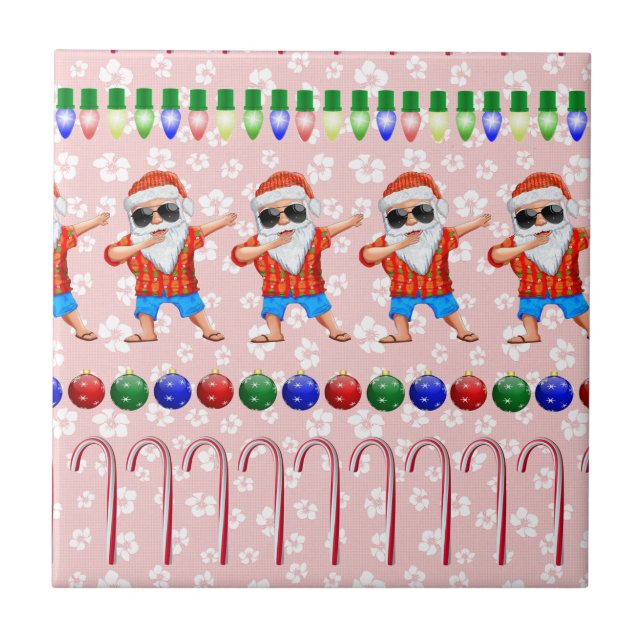 Ugly Christmas Dabbing Santa On Red Tile (Front)