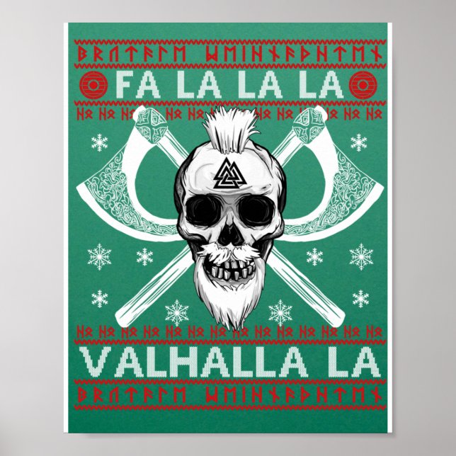 Ugly Christmas Design Fa-La-La Valhalla Viking Val Poster (Front)