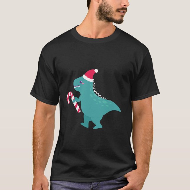 Ugly Christmas Dinosaur trex Snowflake Winter Whim T-Shirt (Front)