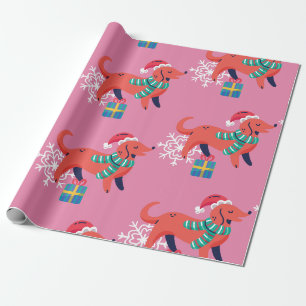 ugly christmas dog santa xmas snowflake wrapping paper