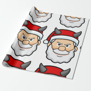 ugly christmas evil santa wrapping paper