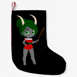ugly christmas female krampus small christmas stocking