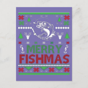 ugly christmas fishing postcard