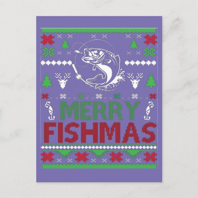 ugly christmas fishing postcard (Front)