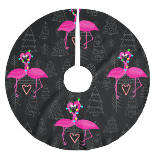 ugly christmas flamingo candy heart brushed polyester tree skirt