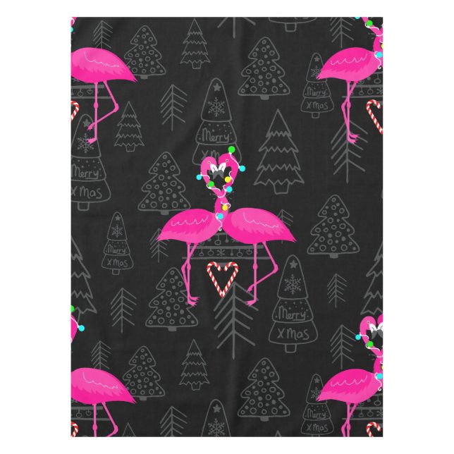 ugly christmas flamingo candy heart tablecloth (Front)