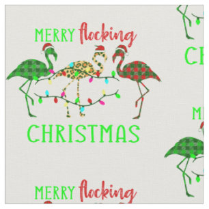 ugly christmas flamingo plaid leopard  fabric