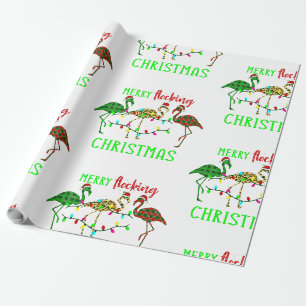 ugly christmas flamingo plaid leopard  wrapping paper