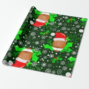 ugly christmas football sports santa xmas holly wrapping paper