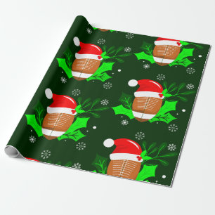 ugly christmas football sports xmas holly  wrapping paper