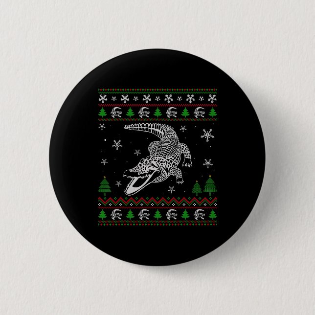 Ugly Christmas  for Alligator Lovers Fun Ugly  2 Inch Round Button (Front)