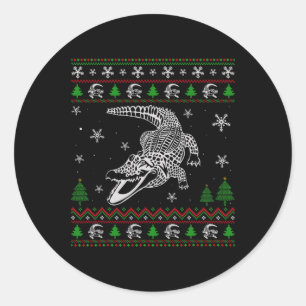 Ugly Christmas For Alligator Lovers Fun Ugly Classic Round Sticker