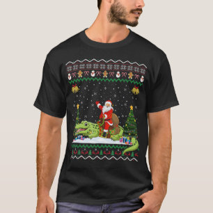 Ugly Christmas Funny Santa Riding Alligator T-Shirt
