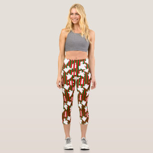 ugly christmas ghost spooky gothmas stripes capri leggings