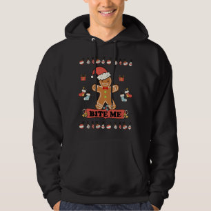 Ugly Christmas Gift Gingerbread Bite Me Hoodie