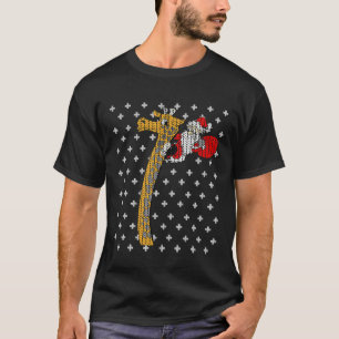 Ugly Christmas Giraffe Santa Claus Womens T-Shirt