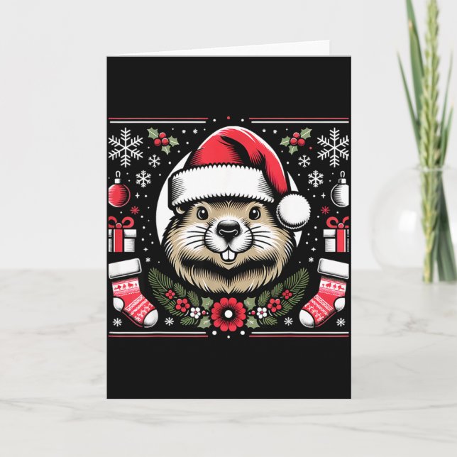 Ugly Christmas Groundhog  Card (Front)