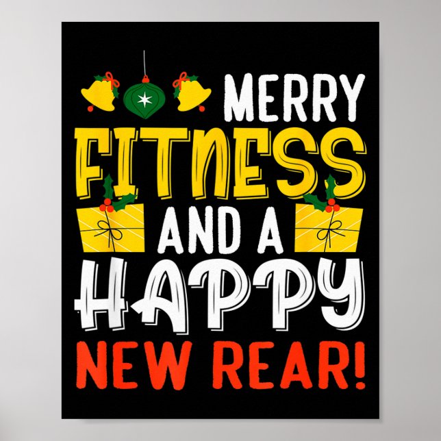 Ugly Christmas Gym Santa Werlifting  Poster (Front)
