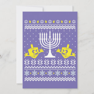 Ugly Christmas Hanukkah Sweater - Happy Hanukkah Invitation