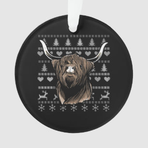 Ugly Christmas Highland Cow Ornament