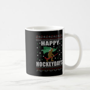 Ugly Christmas Ice Hockey Sasquatch - Happy Hockey Coffee Mug