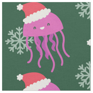 ugly christmas jellyfish santa snowflake fabric