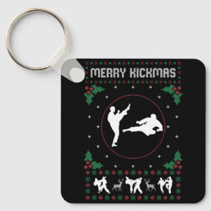 Ugly Christmas Karate Jiu Jitsu Martial Art Merry  Keychain