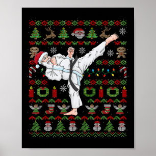 Ugly Christmas Karate Santa Claus Martial Arts  Poster