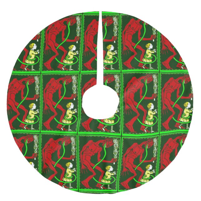 ugly christmas krampus child victorian brushed polyester tree skirt (Front)