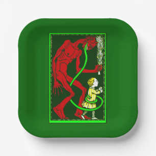 ugly christmas krampus child victorian paper plate