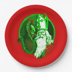 ugly christmas krampus st nicholas santa paper plate
