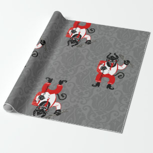 ugly christmas krampus xmas monster antique wrapping paper