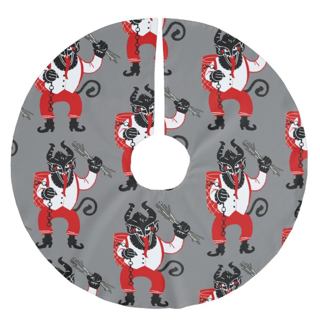 ugly christmas krampus xmas monster brushed polyester tree skirt (Front)