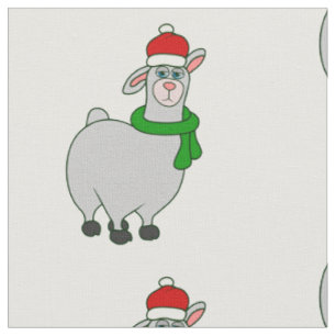 ugly christmas llama santa claus fabric