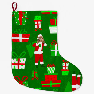 ugly christmas Marjorie Taylor Greene santa Large Christmas Stocking