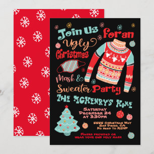 Ugly Christmas Mask and Sweater Party Invitation