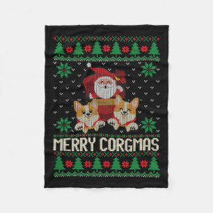 Ugly Christmas Merry Corgmas Corgi Dog Christmas T Fleece Blanket